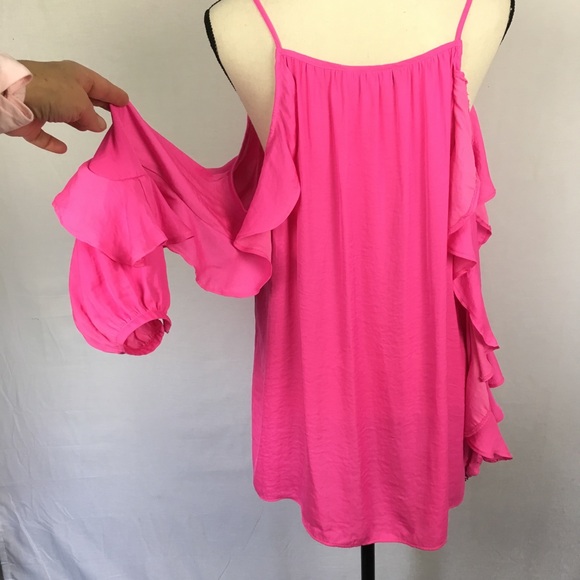 ❤️Jennifer Lopez cold shoulder top tie front L - Picture 5 of 6